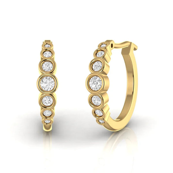 Bezel Set Diamond Hoop Earrings