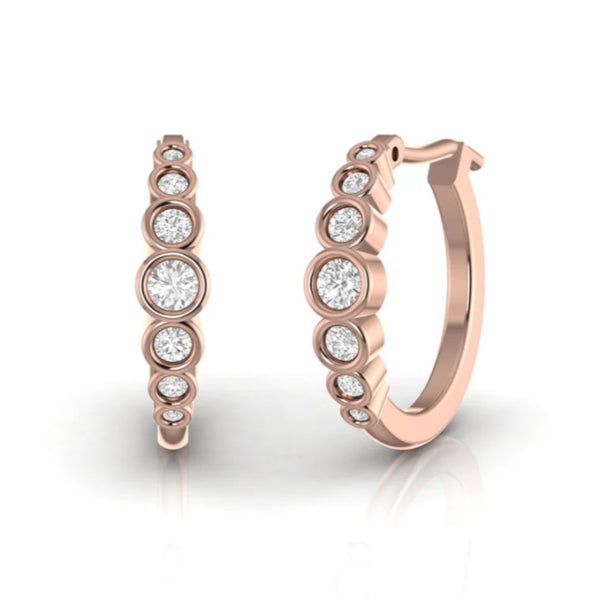 Bezel Set Diamond Hoop Earrings