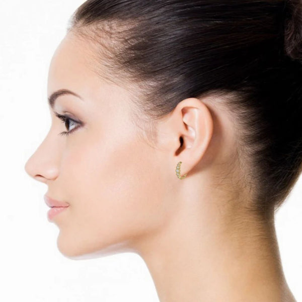 Bezel Set Diamond Hoop Earrings