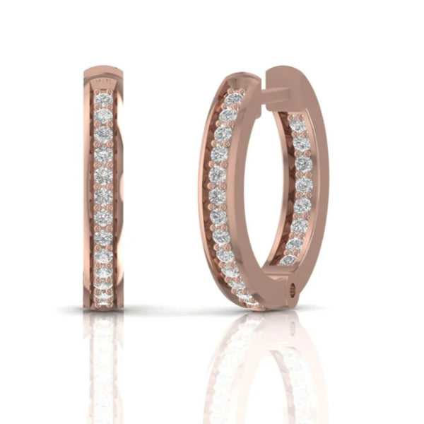 Luxury 0.25 CT Inside Outside Diamond Hoop Earrings