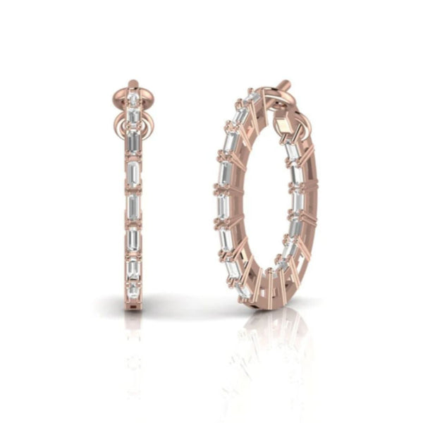 Classic Inside Out 0.64 CT Baguette Diamond Hoop Earrings