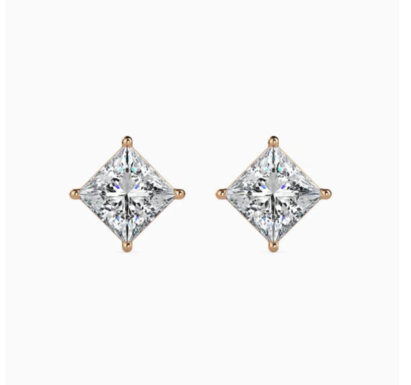 Princess Cut Silver Studs | 925 Sterling Silver