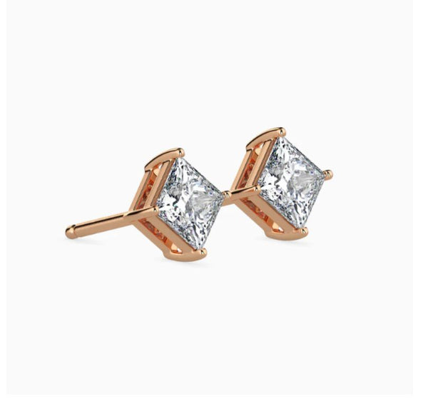 Princess Cut Silver Studs | 925 Sterling Silver