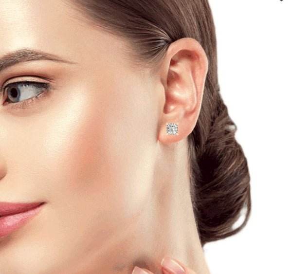 Princess Cut Silver Studs | 925 Sterling Silver