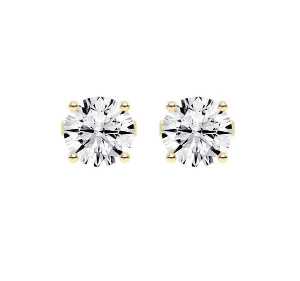 Classic Round Cut CZ Stud Earrings in 925 Silver