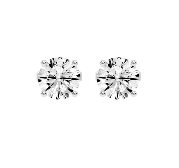 Classic Round Cut CZ Stud Earrings in 925 Silver