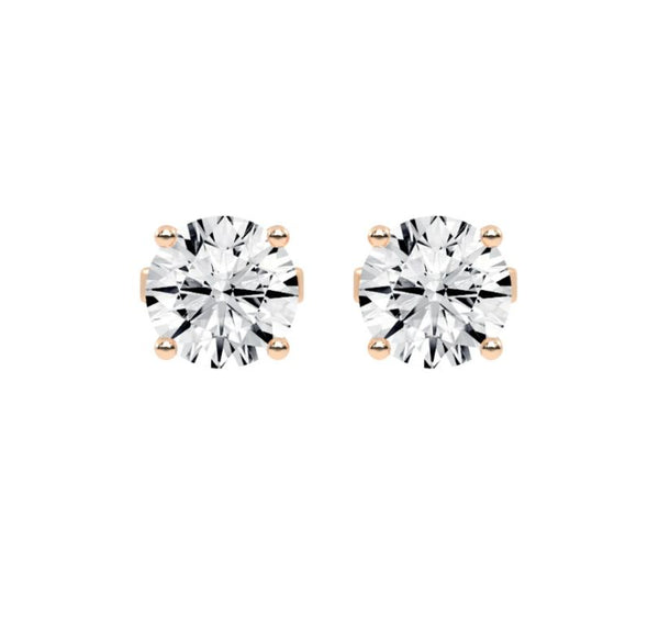 Classic Round Cut CZ Stud Earrings in 925 Silver