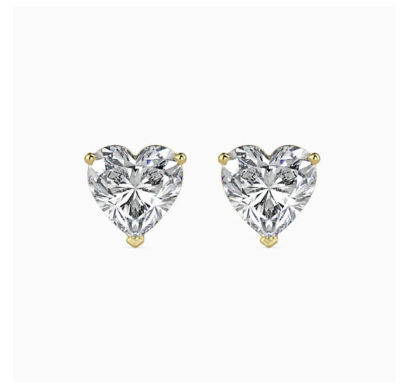 Heart-Shaped CZ Stud Earrings in 925 Sterling Silver