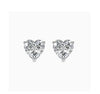 Heart-Shaped CZ Stud Earrings in 925 Sterling Silver