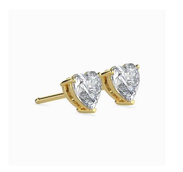 Heart-Shaped CZ Stud Earrings in 925 Sterling Silver