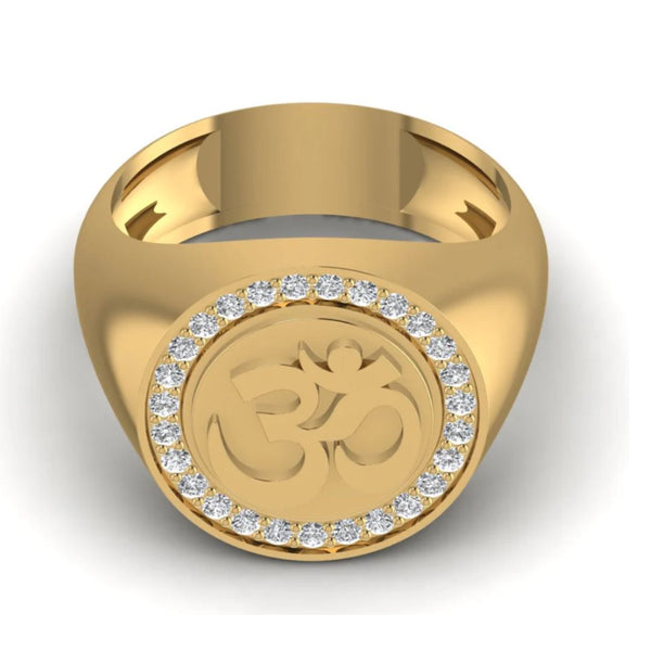 Spiritual Om 0.39 Carat Diamond Men’s Signet Ring