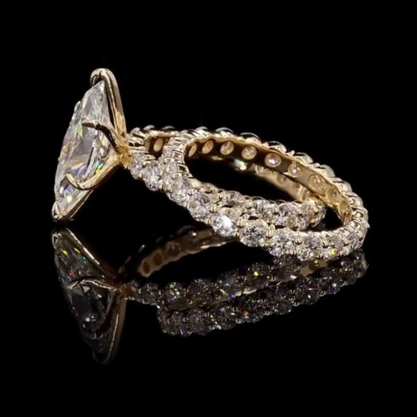 Luxury Marquise Solitaire Ring with Side Diamonds