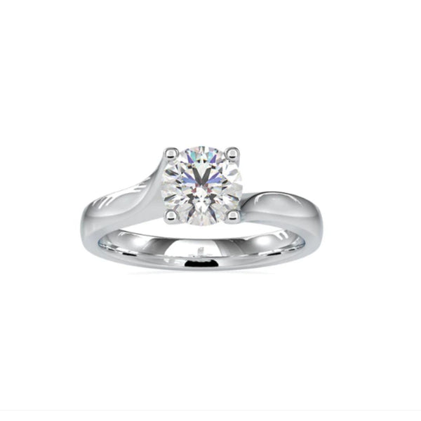 Timeless Round Solitaire Ring in Rhodium Plated 925 Silver