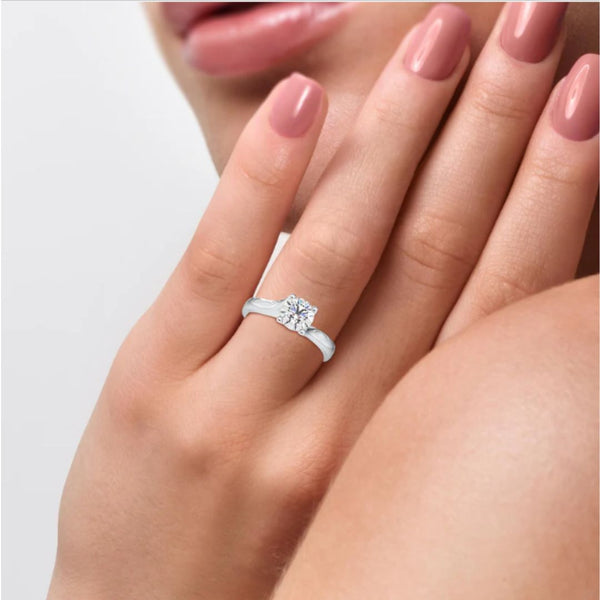 Timeless Round Solitaire Ring in Rhodium Plated 925 Silver