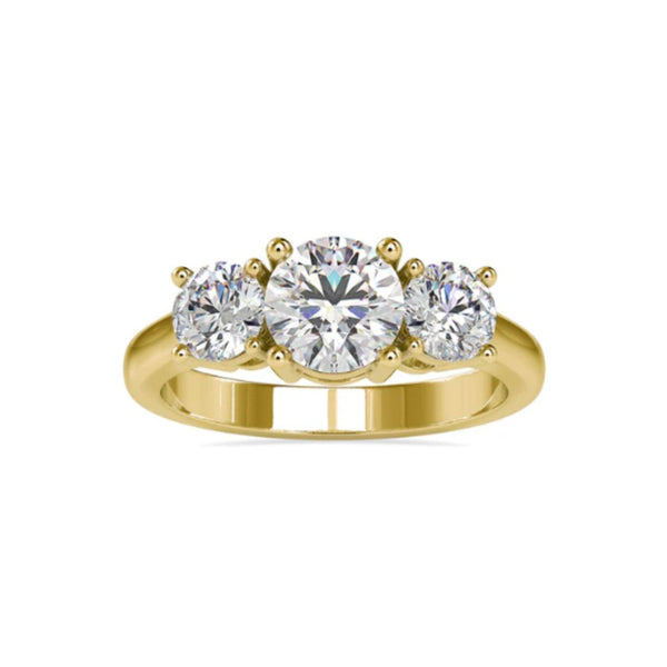 Elegant Three Stone Cubic Zirconia Ring 925 Sterling Silver