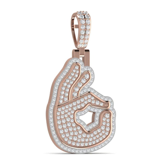 OK Hand Sign Diamond Hip-Hop Pendant