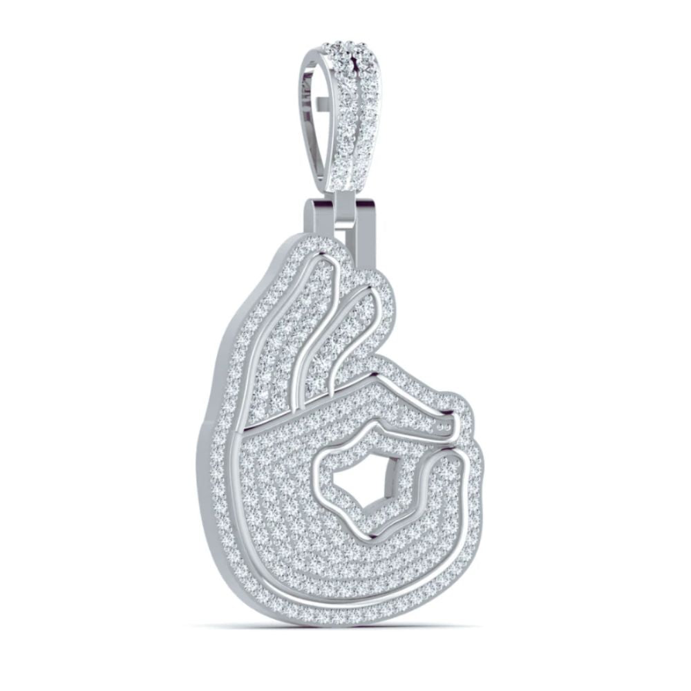 OK Hand Sign Diamond Hip-Hop Pendant