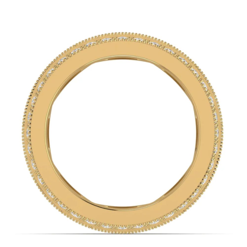 4.25CT Three Row Round Diamond Gold Wedding Band Ring