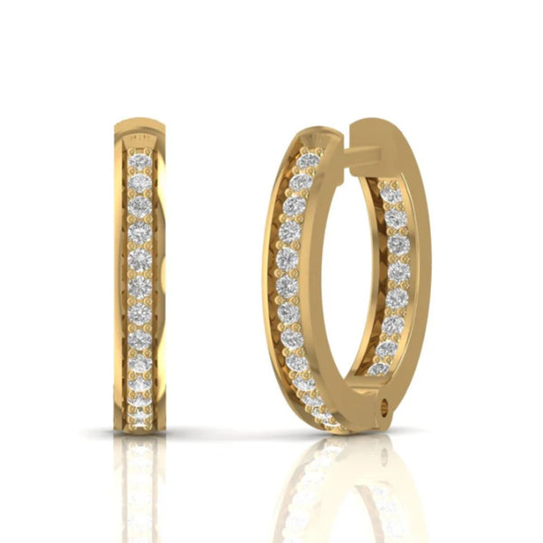 Luxury 0.25 CT Inside Outside Diamond Hoop Earrings