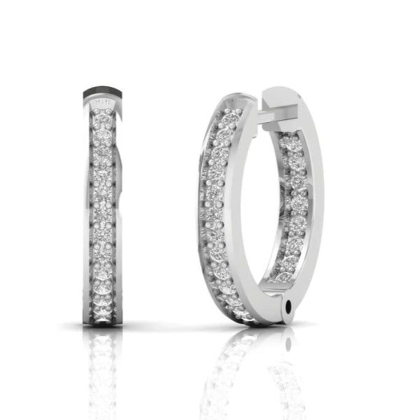 Luxury 0.25 CT Inside Outside Diamond Hoop Earrings
