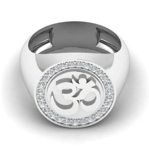 Spiritual Om 0.39 Carat Diamond Men’s Signet Ring