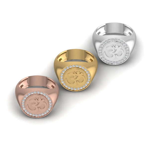 Spiritual Om 0.39 Carat Diamond Men’s Signet Ring