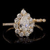 Pear Cut Halo Diamond Ring with Marquise & Round Band