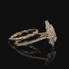 Pear Cut Halo Diamond Ring with Marquise & Round Band